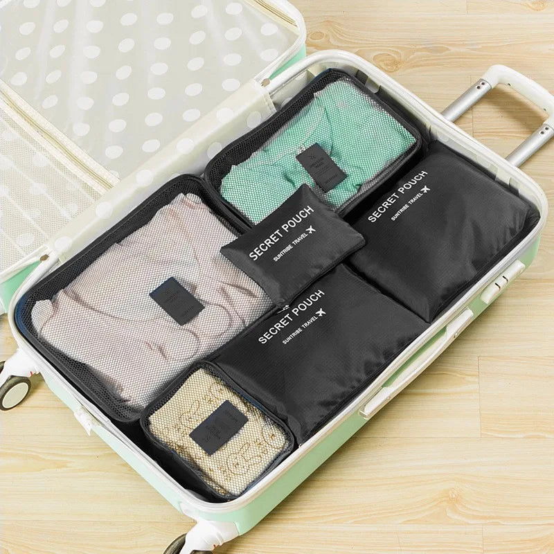 6pcs Travel Organizer Storage Bags Portable Travel Suitcases Organizer Travel Bag For Women Luggage Organizer Clothes Shoes Bag